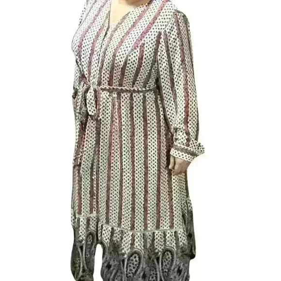 Lane Bryant Plus Size 20 Paisley Tiered Maxi Dress V-Neck Shirtdress - Picture 3 of 10